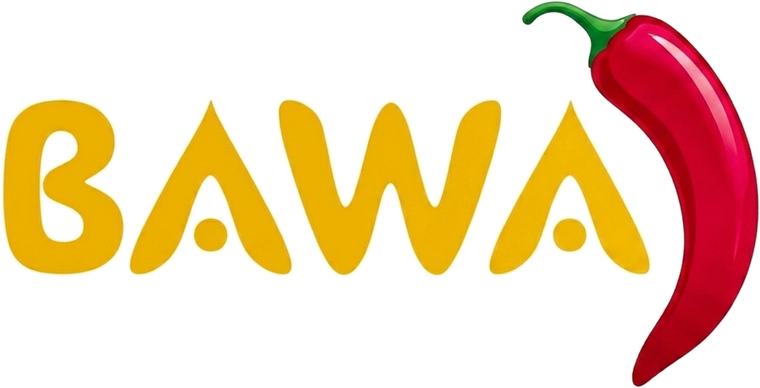 The BAWA logo: a gold wordmark beside a red chilli pepper