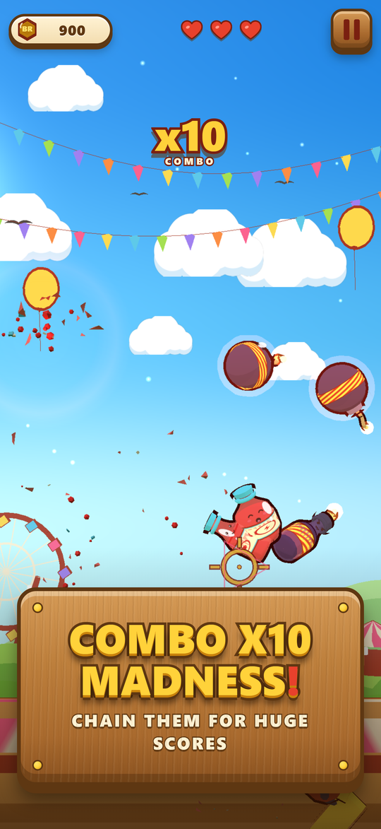 Bottle Rush Shooting 3D: a combo chain running, the multiplier climbing at the top of the screen