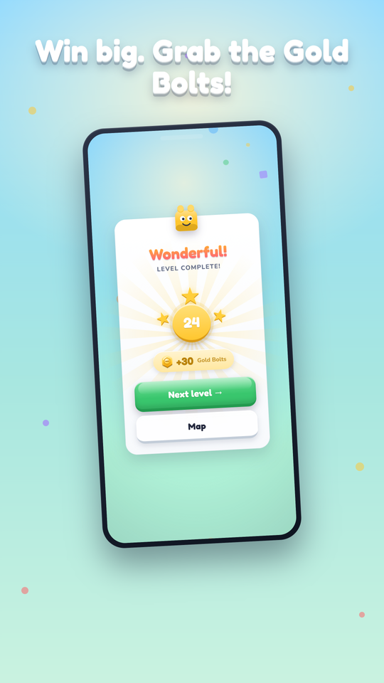 Matri Rush: winning a level and earning Gold Bolts